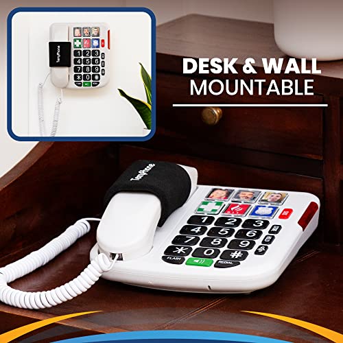 Big Button Phone for Seniors with SOS Pendant | Corded Landline Telephone | Large Braille Buttons for Visually Impaired | Amplified Ringer for Hearing Impaired | Ergonomic Grip