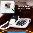 Big Button Phone for Seniors with SOS Pendant | Corded Landline Telephone | Large Braille Buttons for Visually Impaired | Amplified Ringer for Hearing Impaired | Ergonomic Grip