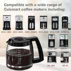 12-Cup Glass Carafe Replacement for Cuisinart Coffee Maker Models DCC-1200, DCC-1100BK, DCC-2650, CHW-12, CHW-12P1, DGB-550BK, DGB-550BK1, DGB-625BC, DGB-700BC, and SS-12 | Part# DCC-1200PRC