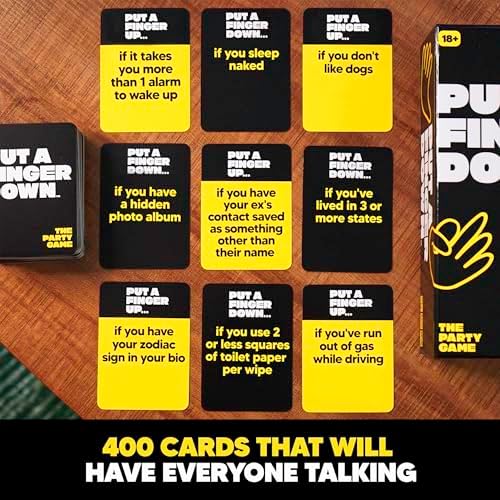 Put A Finger Down - The Viral Party Game That Will Have Everyone Talking - Funny Adult Card Game & Icebreaker Ideas, Game Nights, & Big or Small Groups, 400 Cards for 2+ Players