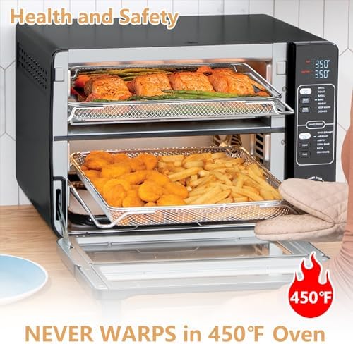 Replacement Air Fryer Basket for Ninja DCT401 DCT451 DCT402BK Double Oven, Stainless Steel Air Fryer Basket for Ninja 12-in-1 Toaster Oven, Mesh Basket for Ninja Smart Convection Oven Accessories
