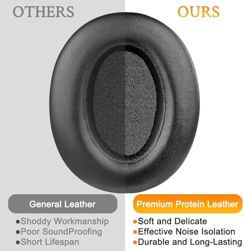 SOULWIT Earpads Cushions Replacement for Sony WH-XB910 XB910N Extra Bass Noise Cancelling Headphones, for Sony WHXB910N Headset, Ear Pads with Soft Protein Leather, Noise Isolation Foam - Black