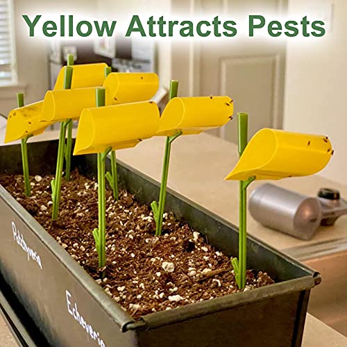 Garsum 42 Traps Sticky Houseplant Traps Gnat Yellow Insect Trap Indoor Fruit Fly Stakes Trap