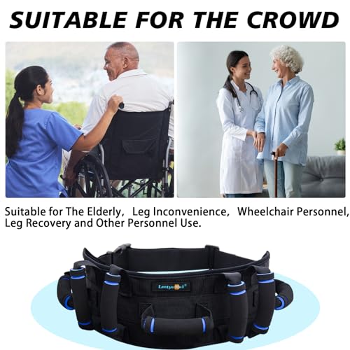 Leetye Mei Gait Belts Transfer Gait Belt for Seniors with 7 Handles, Gate Belt for Elderly Lift Belts with Quick Release Buckle Anti-Slip Function Prevents Patient from Shifting More Effectively