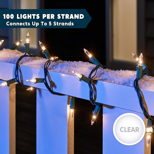 Joiedomi Clear Christmas Lights Outdoor, 200(2x100) Counts 45FT Christmas Tree Lights Indoor, Warm White String Lights, Green Wire Xmas Lights Decorations for Holiday Event Wedding Party Decor