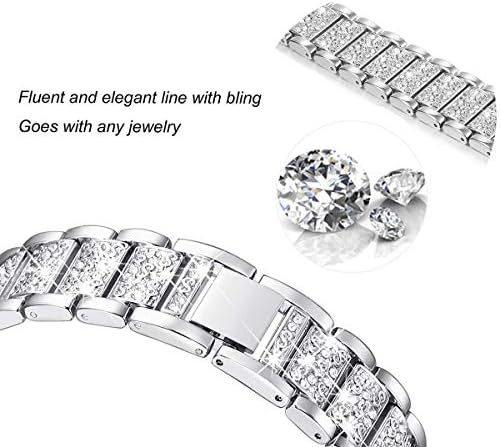 Bling Bands Compatible with fitbit Sense 2/Sense/Versa 4/Versa 3, Women Replacement Wristbands Dressy Luxurious Bracelet for Ladies