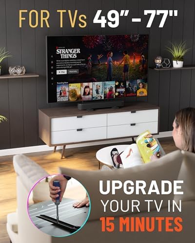 ECHOGEAR Universal Large TV Stand - Height Adjustable Base for TVs up to 77" - Wobble-Free Replacement Stand Works w/Any TV Including Vizio, TCL, Samsung & More - Flat Design Compatible w/Soundbars