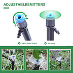 50PCS Drip Emitters Fan Shape with Stake Water Flow Adjustable for 1/4 inch Irrigation Tube Hose, 360 Degree Sprayer Perfect for Irrigation System Watering Kits for Garden Patio Lawn Flower Bed