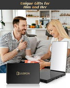 JUSRON 360 Viewing Angle Self Hair Cutting Mirror, Clear Anti-Fog HD Glass (Black with LED with Accessories)