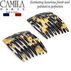 Camila Paris CP2008/2 French Hair Side Comb Handmade Small Tokyo French Twist Hair Combs Decorative, Strong Hold Hair Clips for Women Bun Chignon Up-Do Styling Girls Hair Accessories, Made in France