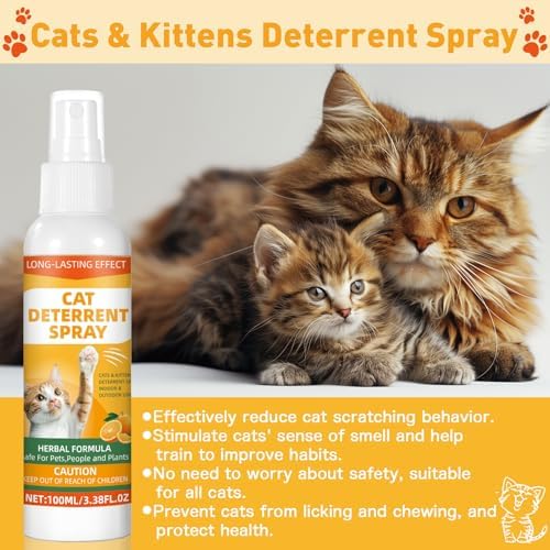 Cat Repellent Spray, Cat Deterrent Spray - Indoor & Outdoor Training Safe, Protect Furniture, Sofas, Rugs, Restricted Areas-for Behavior, Natural, Effective