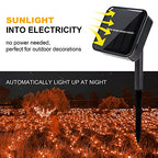 kemooie 2 Pack 100 LED Orange Solar Halloween Lights, 8 Twinkle Modes Waterproof Upgraded Solar Powered Fairy Lights, for Outdoor Garden Patio Christmas Halloween Decorations (Orange)