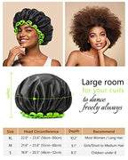 mikimini Black Shower Caps for Small Child 2 Packs, Double Layers Waterproof Bathing Hair Cap with Reusable Soft Comfortable PEVA Lining, Cute, non-fading & Stretchy Shower Hat