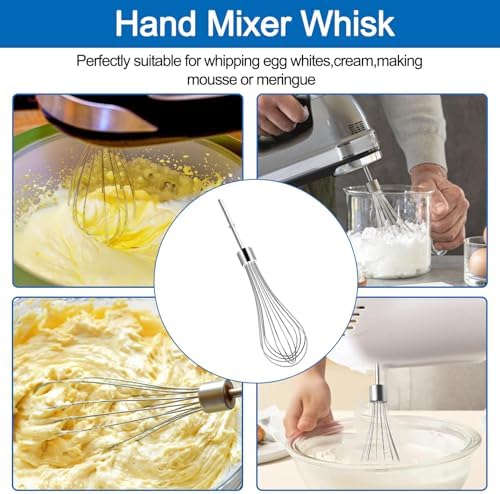 Kitchen Hand Mixer Whisk Attachments for KitchenAid Mixer Whisk Accessories KHMPW Stainless Steel Hand Mixer Beater-2 Pack