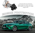 M14×1.5 Magnetic Oil Drain Plug, Aluminum Stainless Steel Sump Drain Nut Bolt with 5 Copper Crush Washer, Universal Leak-proof Replacement Car Accessories for Most Vehicles