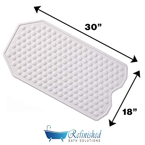 The Original Refinished Bathtub Mat - No Suction Cup Bath Mat, Designed for Textured and Refinished Bathtubs Made of Rubber Not Cheap Plastic, Great for Children and Elderly (White)