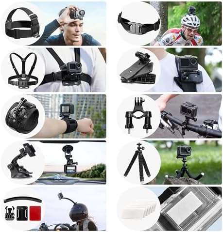 AKASO Outdoor Sports Action Camera Accessories Kit 14 in 1 for AKASO EK7000/ EK7000 Pro/Brave 4/ Brave 7 LE/ V50X/ V50 Pro/ V50 Elite/Go Pro Hero 9 in Swimming Any Other Outdoor Sports