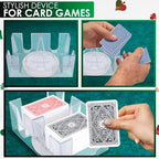 Dual Deck Revolving Card Holder - 360 Degree Poker Playing Cards Holder Canasta Card Holder Casino Accessories Acrylic Playing Card Holder for Playing Card Games - Clear Tray Poker Card Deck Holder