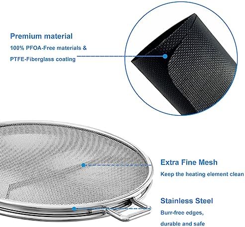 Splatter Shield and 3PCS Grill Mat Set for Ninja Foodi IG651, IG600, IG601, Replacement Stainless Steel Splatter Screen Air Fryer Accessories for Ninja Foodi Smart XL Pro 7-in-1 Indoor Grill