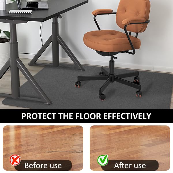 Office Chair Mat for Hardwood Floor&Tile,55"x35" Anti-Slip Desk Chair Mat,Low-Pile Mat,Multi-Purpose Hardwood Floor Protector for Office,Home (Light Grey, 35 * 47IN)