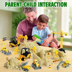 Sand Construction Kit with A Big Foldable Sandbox and 2.2lbs Magic Sand, Truck Sand Construction Toys Including Castle Molds and Other Accessories 36Pcs Total, Play Sand Art Set for Kids 3+