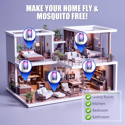 Bug Zapper Indoor Plug in Bug Catcher,Electric Mosquito Zapper Indoor,UV Bug Light Trap Indoor for Insects Mosquitoes Bugs Gnats Moths, Indoor Fly Zapper for Living Room,Kitchen,Home,Office,4 Pack