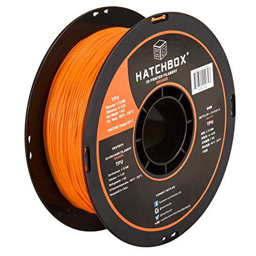 HATCHBOX 1.75mm Orange TPU 3D Printer Filament Shore 95A, 1 KG Spool, Dimensional Accuracy +/- 0.03 mm, 3D Printing Filament