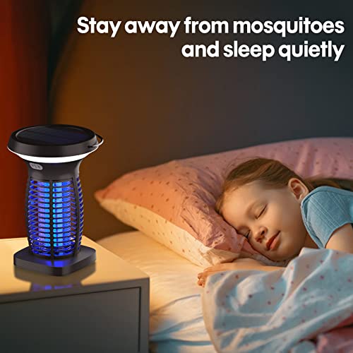 Jinyeda Solar Bug Zapper, Cordless Mosquito Killer Lamp for Indoor and Outdoor, Battery Powered Night Bug Lights Fly Zapper, IP44 Waterproof Mosquito Zapper Perfect for Home, Backyard, Patio, Camping