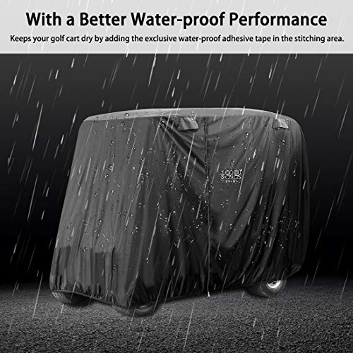 10L0L Universal 2-4 Passenger Golf Cart Cover for EZGO, Club Car and Yamaha, Waterproof Sunproof and Durable, Black