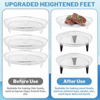 Air Fryer Accessories with 8pcs Foot Cover - 8" Square 3 Stackable Dehydrator Racks Fits 5.8 QT Air Fryer Racks for Cosori, Instant Vortex, Nuwave Air Fryer, Ninja Foodi Grill 304 Stainless Steel
