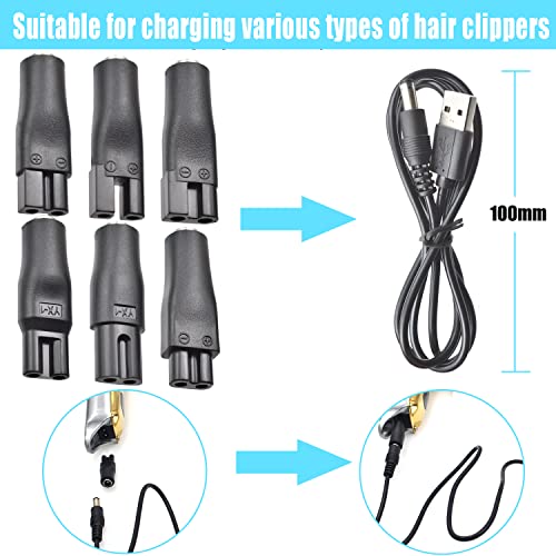 7 PCS Power Cord 5V Replacement Charger USB Adapter Suitable for Electric Hair Clippers, Beard Trimmers, Shavers, Beauty Instruments, Desk Lamps, Purifiers.
