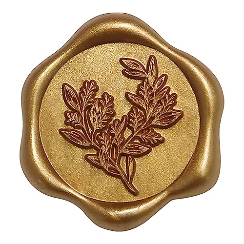 UNIQOOO Wax Seal Stickers - Eucalyptus Wedding Invitation Envelope Seal Stickers, 50 Pcs Self- Adhesive Antique Gold Stickers, Perfect for Invitation, Christmas, Gift Wrapping, Party
