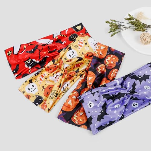 AKTVSHOW Halloween Headbands for Women Knotted Headband Elastic Head Bands Women's Hair Band Non-Slip Turban Printed Stylish Sport Sweat Hair Wrap for Girls Cute Hair Accessories