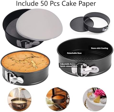 Steamer Basket, Egg Rack Holder, 7" Non-stick Springform Cake Pan, 50 Pcs Cake Paper for Instant Pot Accessories, Vegetable Food Steamer Rack. Fit Pot 5,6,8 qt Pressure