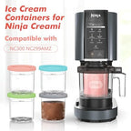 Replacement For Ninja Creami Deluxe Pints and Lids-4 Pack & BPA Free, Dishwasher Safe, Colorful Lids, Clear Ice Cream Cups 16oz Compatible with NC300 NC299AMZ Ice Cream Maker
