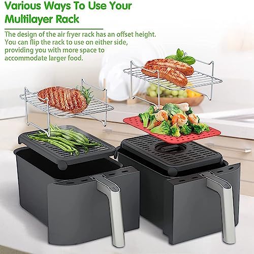 Air Fryer Rack for Double Basket Air Fryers, Dehydrator Rack fit for Ninja Foodi DZ201 DZ401 Air Fryer Accessories