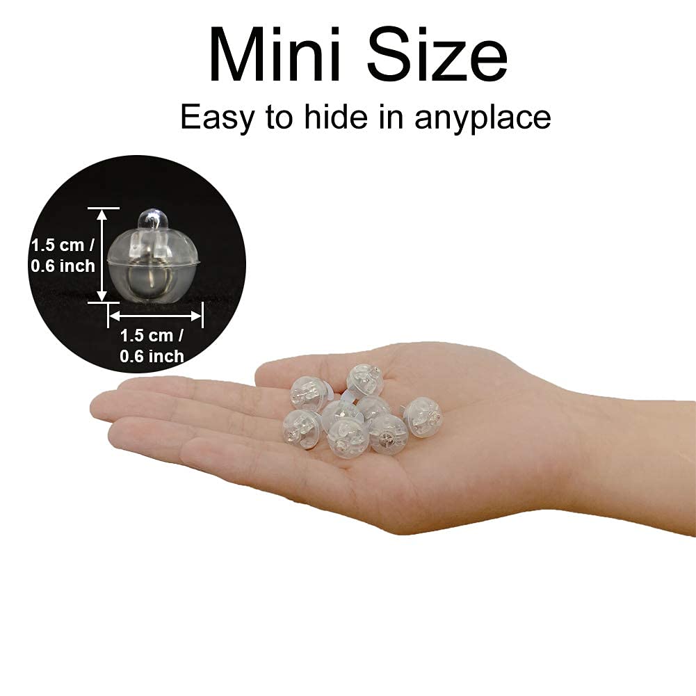 JJGoo 100pcs LED Balloon Light Mini Round Balls Lights, Waterproof Tiny Led Light Longbye, Perfect for Balloons, Paper Lantern, Crafts, Mason Jar, Party, Wedding Decor, Christmas, Halloween