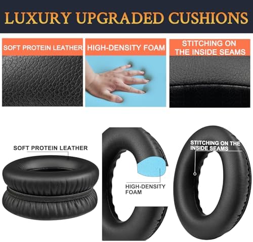 SoloWIT Replacement Earpads Cushions for Bose QuietComfort 35 (QC35) & Quiet Comfort 35 II (QC35 ii) Headphones, Ear Pads with Softer Leather, Noise Isolation Foam, Added Thickness (Black)