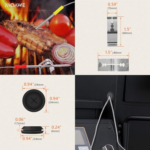 2-Pack Meat Probe Replacement for Oklahoma Joe's, Z Grills, Cuisinart Wood Pellet Grill and Smoker, with Grommet and Temperature Probe Clip