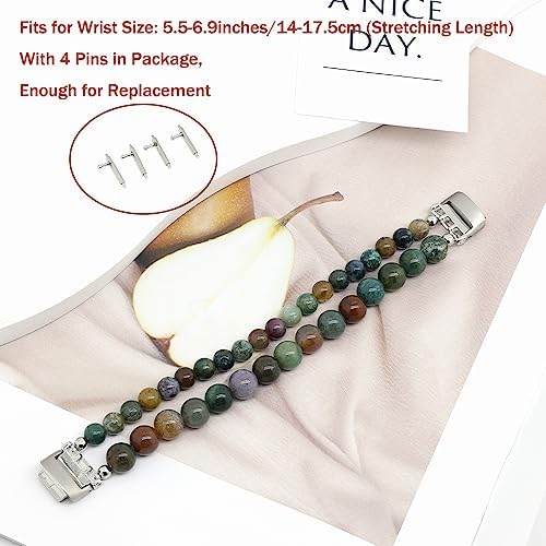 C&L Accessories Bracelets Compatible with Fitbit Inspire 3 Bands for Women Beaded Wristband Adjustable Gemstone Replacement Straps