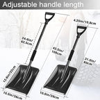 Snow Shovel, New Winter Snow Removal Tool, Detachable Three-Part Adjustable Long Handle, Large Capacity Black Lightweight Portable Sport Utility Shovel for Driveway Car, Aluminum Camping Snow Shovel
