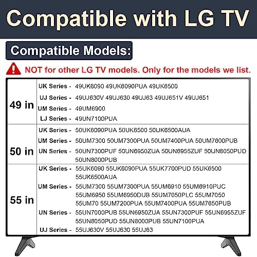 Stand for LG TV Legs Replacement, TV Stand Legs for 49 50 55 Inch LG TV Stand - 49UK6090 50UK6090 50UK6500 50UM7300 50UN7300 55UK7700 55UM7300 55UM6910 55UN7300 MAM643660 MEZ64114730 with Screws