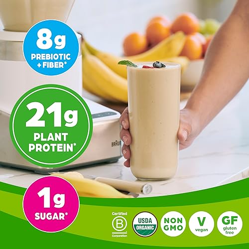 Orgain Organic Protein + Superfoods Powder, Vanilla Bean - 21g of Protein, Vegan, Plant Based, 8g of Fiber, No Dairy, Gluten, Soy or Added Sugar, Non-GMO, 1.12lb