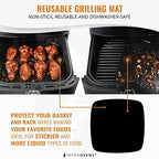 Air Fryer Liners Set of 3 with Silicone Mat, Heat Resistant Mats for Air Fryer Compatible with Ninja, Chefman, Instant Pot, Ultrean + more, Air Fryer Parchment Paper Liners Replacement Reusable Mats
