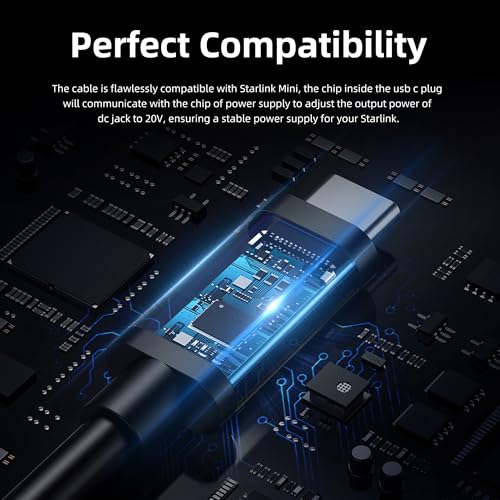 Starlink Mini USB C Cable, USB C to DC Power Cable 6.5FT/2M, 100W Type C to Waterproof DC Starlink Mini Accessories Compatible with Power Bank 65W+ PD Source