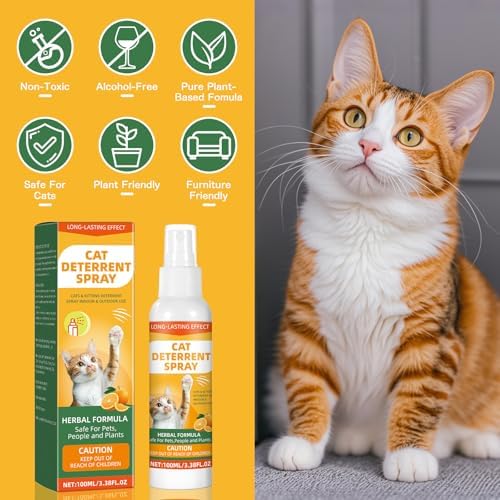 Cat Repellent Spray, Cat Deterrent Spray - Indoor & Outdoor Training Safe, Protect Furniture, Sofas, Rugs, Restricted Areas-for Behavior, Natural, Effective
