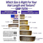 Grip-Tuth Combs - Set Of 2 Hair Side Combs - Hair Combs For All Types Of Hair - Decorative & Hair Styling Women Accessories (Shell, 1 ½ ″ Wide)