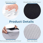 5 STARS UNITED Seat Cushion for Tailbone Pain Relief – Memory Foam Lifting Pillow for Coccyx, Hemorrhoid, Sciatica & Post-Surgery Recovery – Wheelchair, Car, Desk, Gaming & Office Chairs, Arctic Black