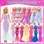 BARWA 70 Pack Doll Clothes and Accessories 3 Wedding Gown Dresses 5 Long Dresses Fashion Dresses 4 Tops 4 Pants 3 Swimsuits Bikini 5 Mini Dresses 15 Shoes Hangers Computer Cosmetic for 11.5 inch Doll