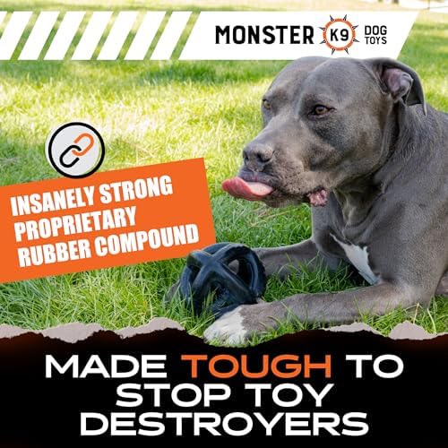 Monster K9 Indestructible Ring Ball - Lifetime Replacement - Medium & Large Breeds - Ultra Durable Dog Toy for Aggressive Chewers - Chew, Tug, & Fetch - 5.5"
